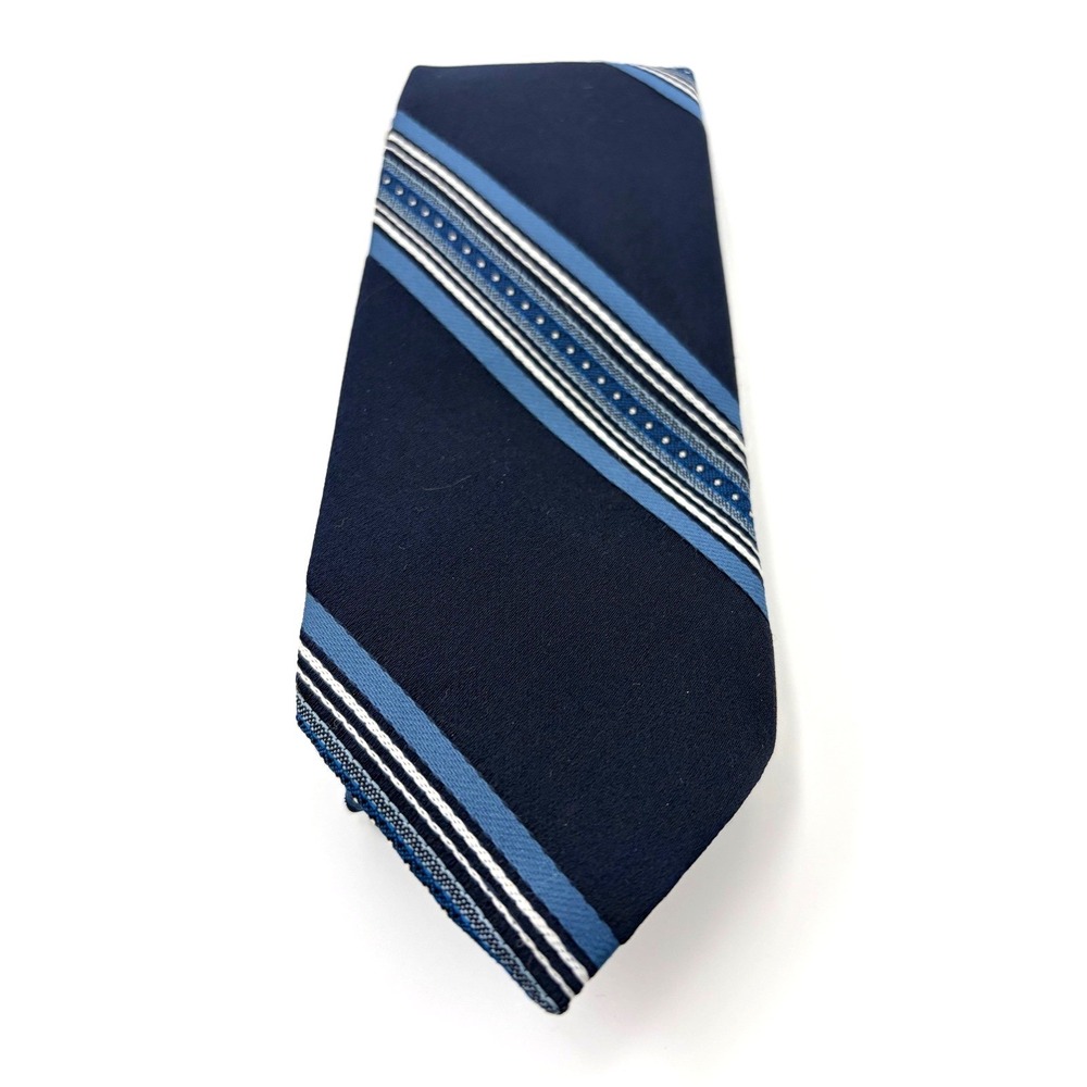 Wembley Mens Navy Blue Light Blue White Diagonal Striped Necktie 58 Inch‎ Ti125